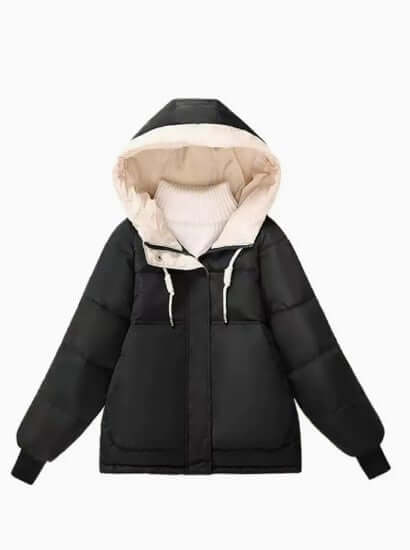 Warm women's winter coat, fleece-lined hooded jacket for ultimate coziness and fall fashion.