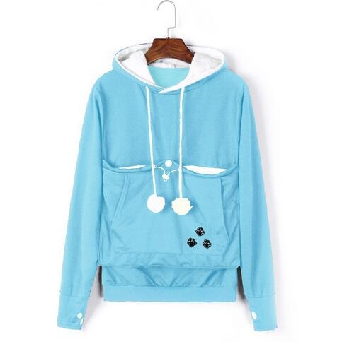 Relaxed-fit women's hoodie with an oversized pouch, offering ultimate comfort for pet cuddling.