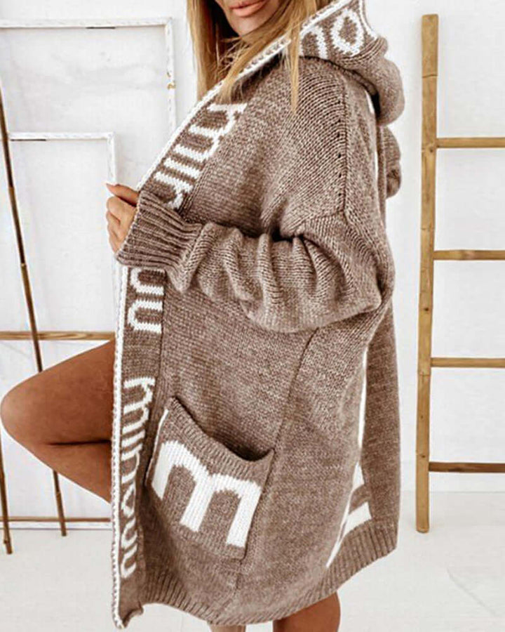 Comfortable long sleeve hooded cardigan for women, ideal for cozy style and everyday comfort.