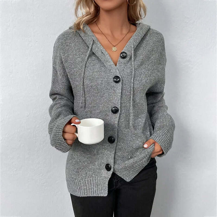 Women's knitted hooded outerwear, adding effortless style to any casual look.