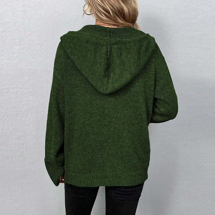 Premium women's hooded knitted cardigan, soft and stylish for cold weather.