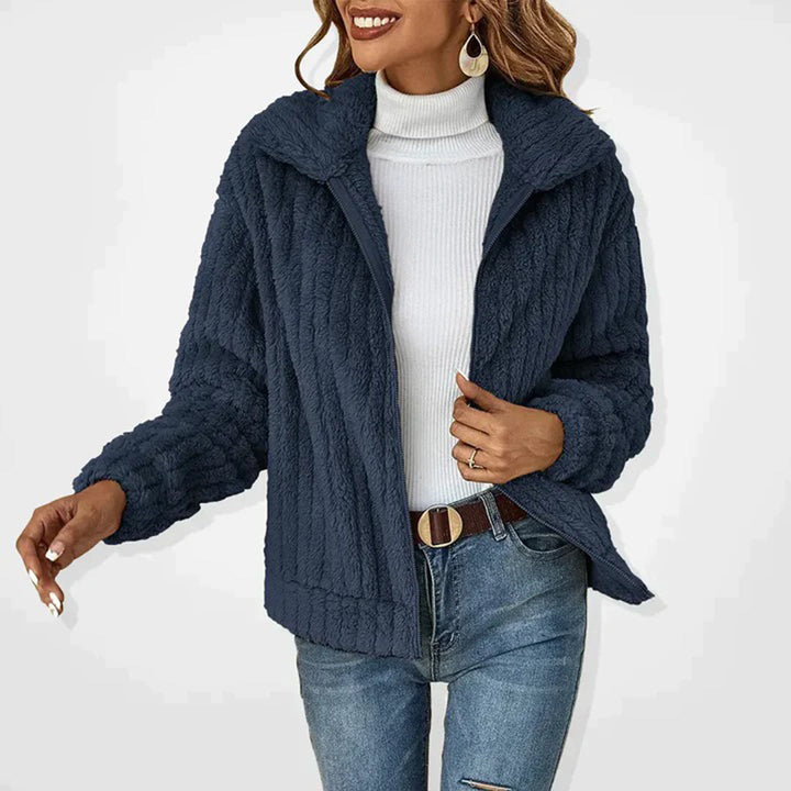 Warm khaki women's fleece vest, a comfortable and casual sleeveless outerwear for winter and fall.
