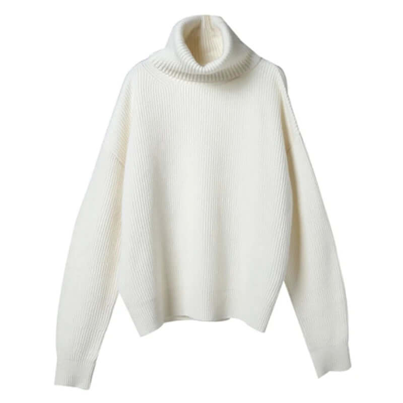Premium women's knit turtleneck, a soft and warm winter sweater, perfect for stylish layering.