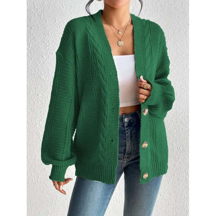 Elegant women's knitwear cardigan, soft and warm, ideal for casual or layered fall/winter outfits.