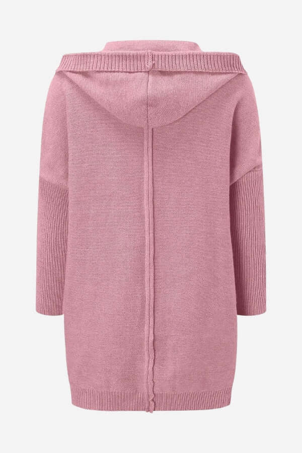 Versatile women's hooded coat, knitted for effortless style & warmth; great for fall outfits.
