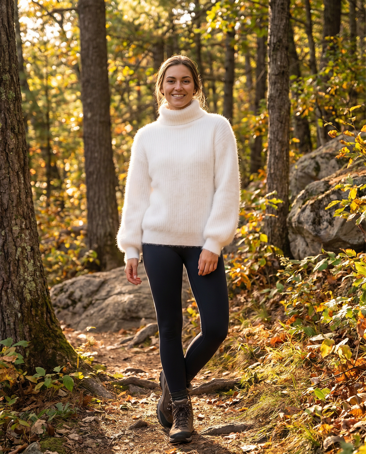 Warm knit pullover sweater for women, featuring a relaxed, loose fit perfect for winter layering.