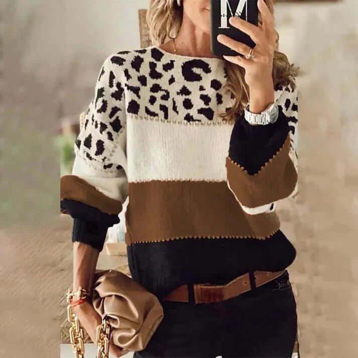 Soft women's loose knit brown sweater, designed for cozy comfort and casual wear. An essential piece for fall apparel.
