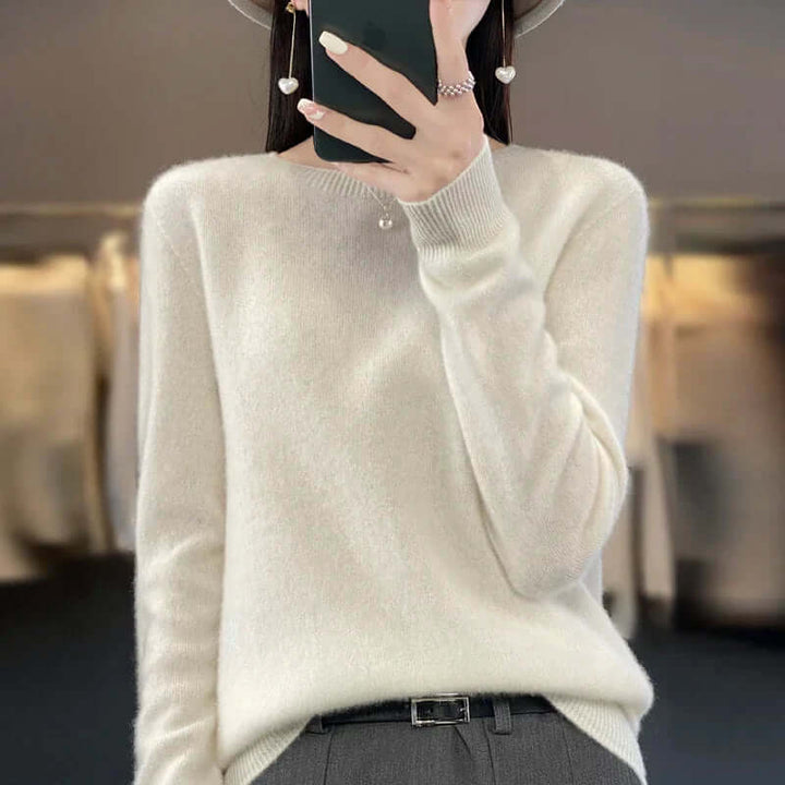 Versatile ladies' Merino wool knitwear, a warm and stylish everyday top.