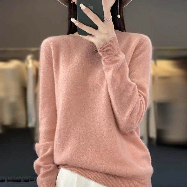 Ladies' breathable Merino wool sweater, a high-quality natural fiber long-sleeve knit.