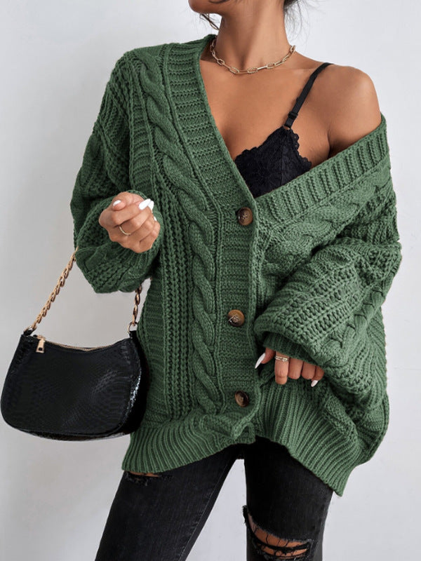 Textured cable knit women's oversized cardigan. Cozy, comfortable, relaxed fit, great for fall/winter layering.