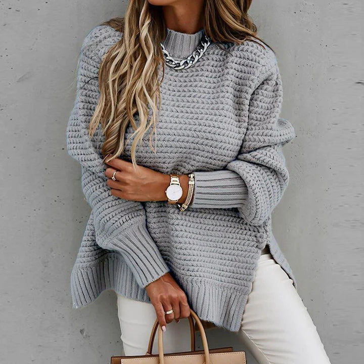 Soft, cozy oversized women's long-sleeve sweater. Ideal for warmth, comfort, and stylish winter layering & casual wear.
