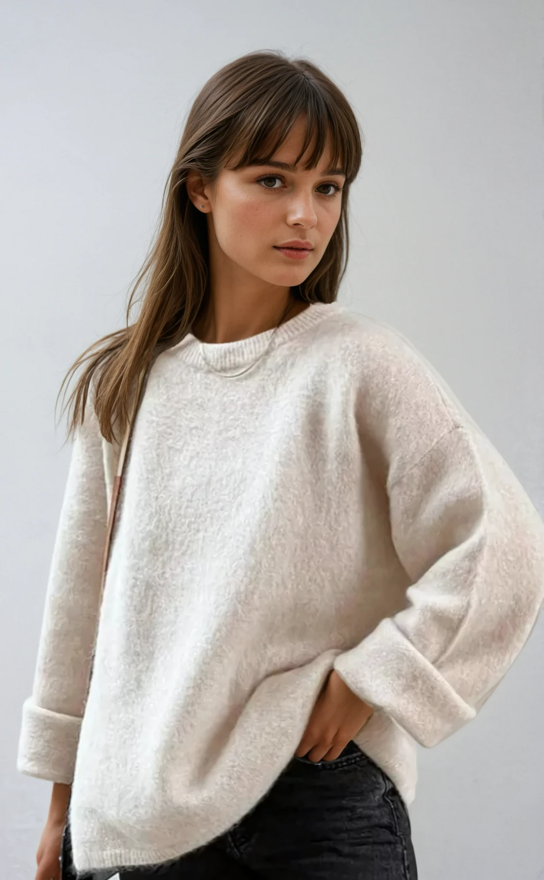 Women's cozy oversized sweater in a soft knit, perfect for relaxed everyday style & comfortable winter layering.