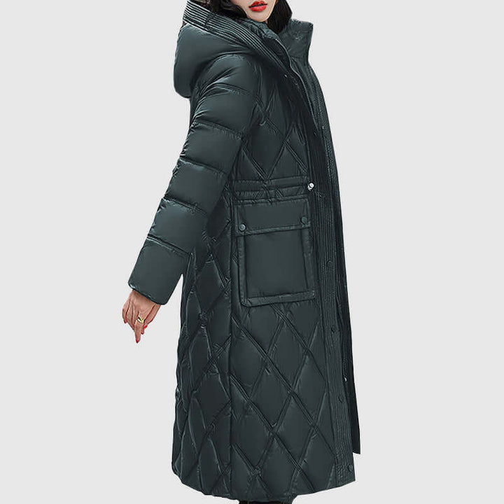 Warm women's casual winter jacket, hooded & insulated for comfort.