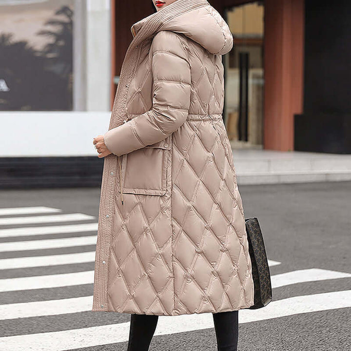 Warm women's padded winter coat, a cold weather essential.