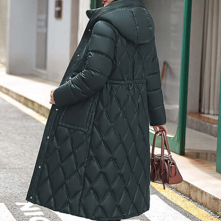 Ultimate warmth: women's cozy padded winter jacket with a hood.