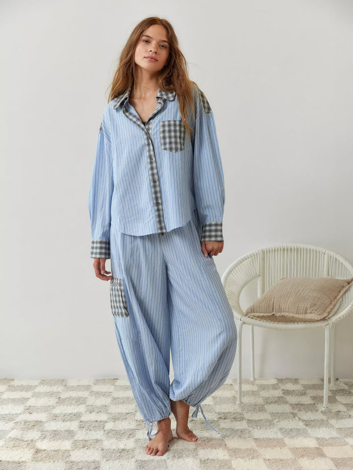 Relaxed fit women's plaid flannel shirt, a must-have for cozy evenings and sleep.