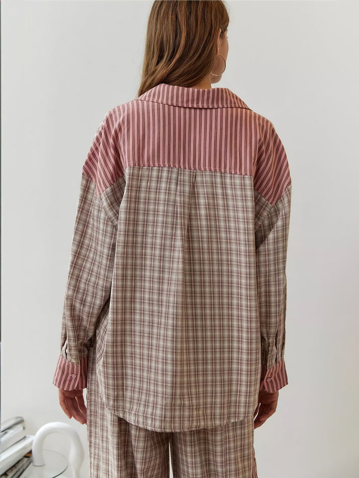 Warm and soft women's plaid flannel pajama shirt, offering ultimate comfort for lounging.