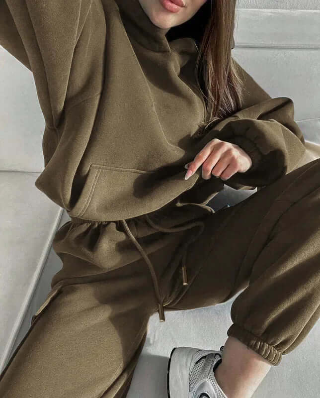 Everyday women's cozy relaxed fit hoodie and jogger set, offering comfort and style for any casual occasion.