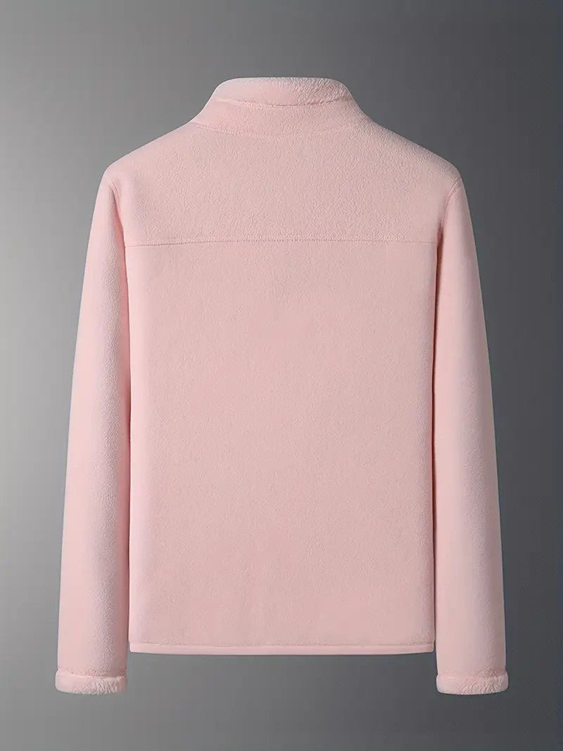 Casual women's zip-up winter jacket, reversible design, offering warmth & comfort for fall and winter.