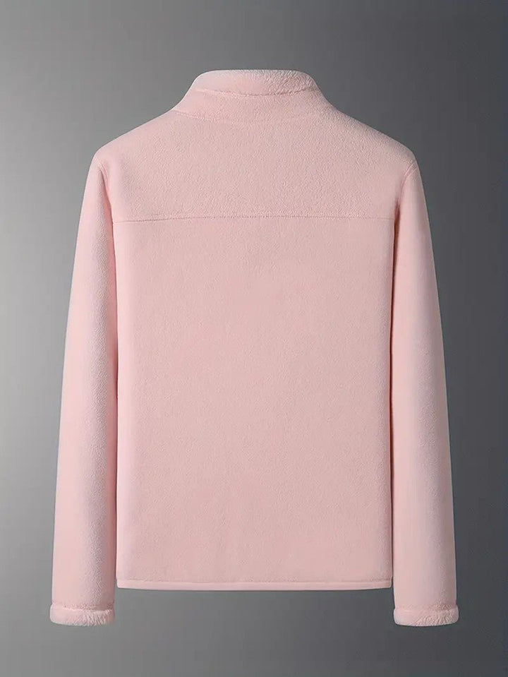 Casual women's zip-up winter jacket, reversible design, offering warmth & comfort for fall and winter.