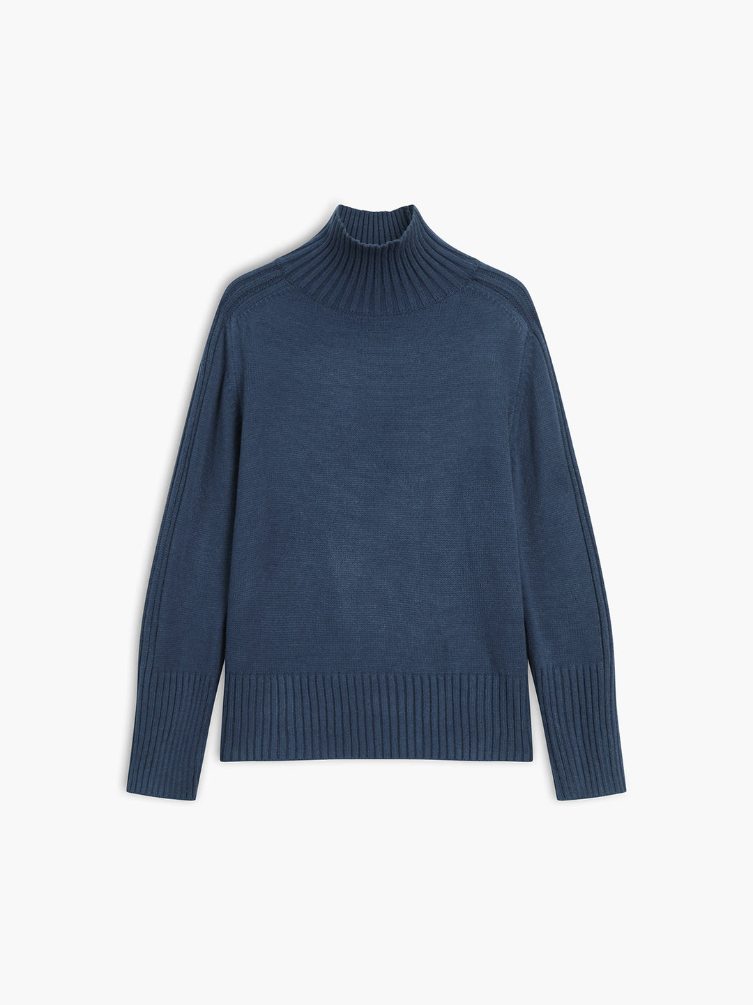 Relaxed fit women's cozy ribbed knit mock neck sweater, ideal for comfortable casual wear.