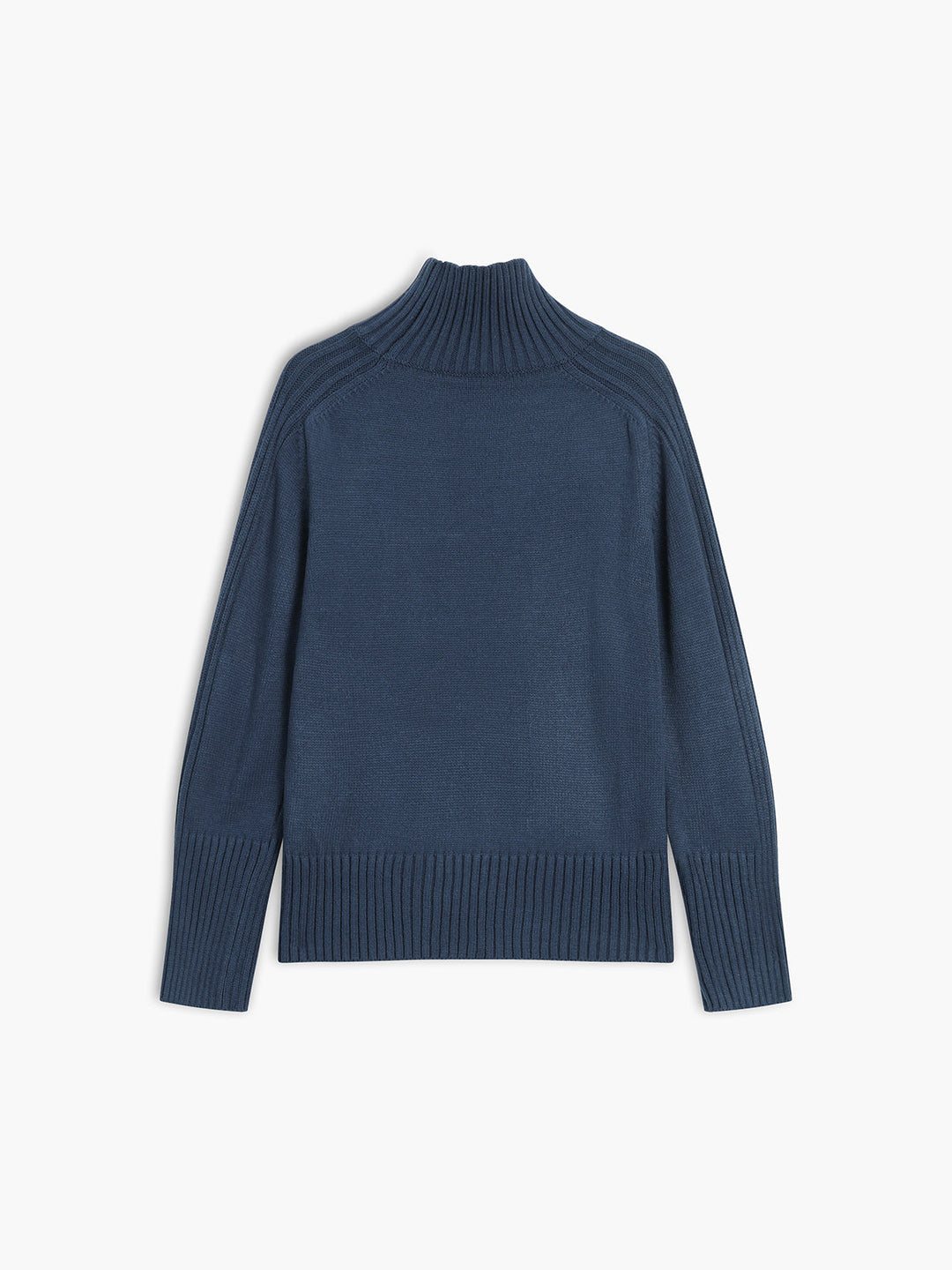Stylish long sleeve women's mock neck sweater featuring a soft ribbed knit for winter fashion.