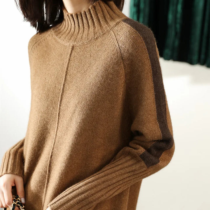 Oversized fit turtleneck long sleeve mini dress, offering ultimate comfort and style for women's winter fashion.