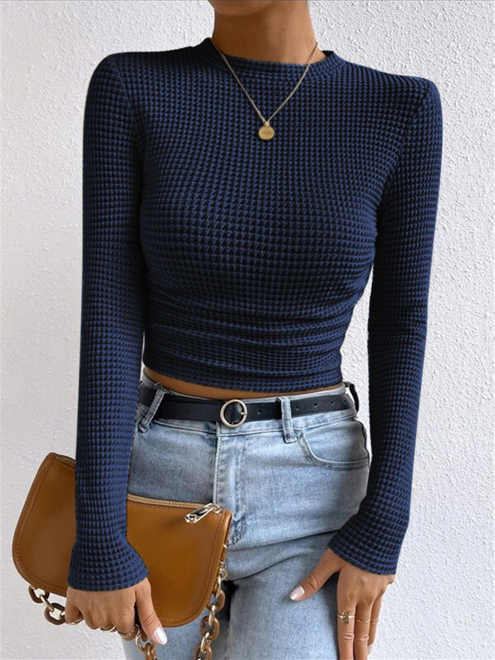 Stay cozy & stylish daily with this women's waffle knit long sleeve top. Essential for casual comfort.