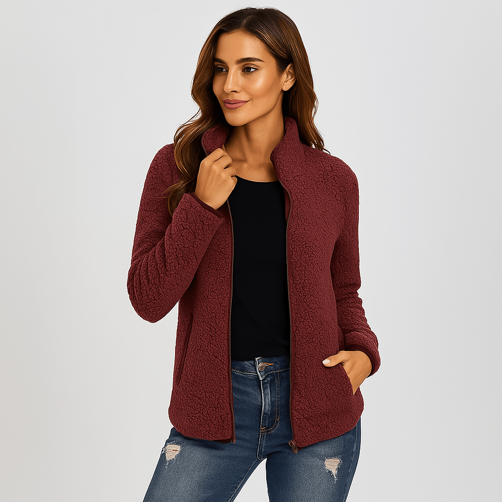 Versatile women's warm outdoor jacket, ideal for casual wear, hiking, and fall layering. Cozy winter outerwear.