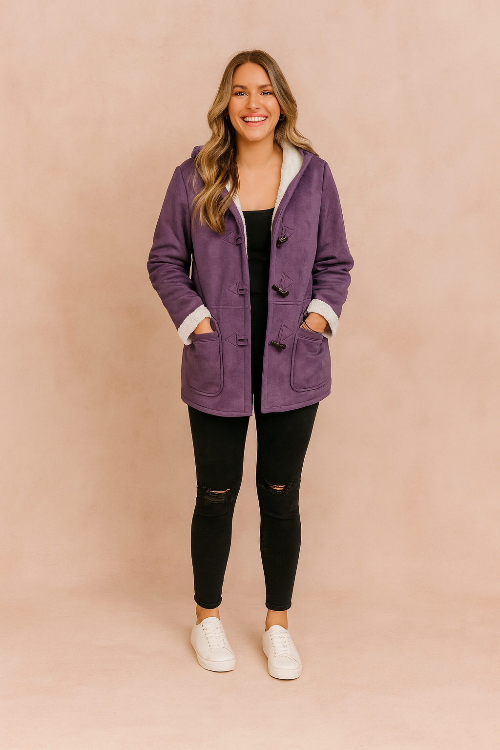 Stylish women's hooded winter jacket, offering ultimate warmth & comfort for cold days. Essential ladies' outerwear.