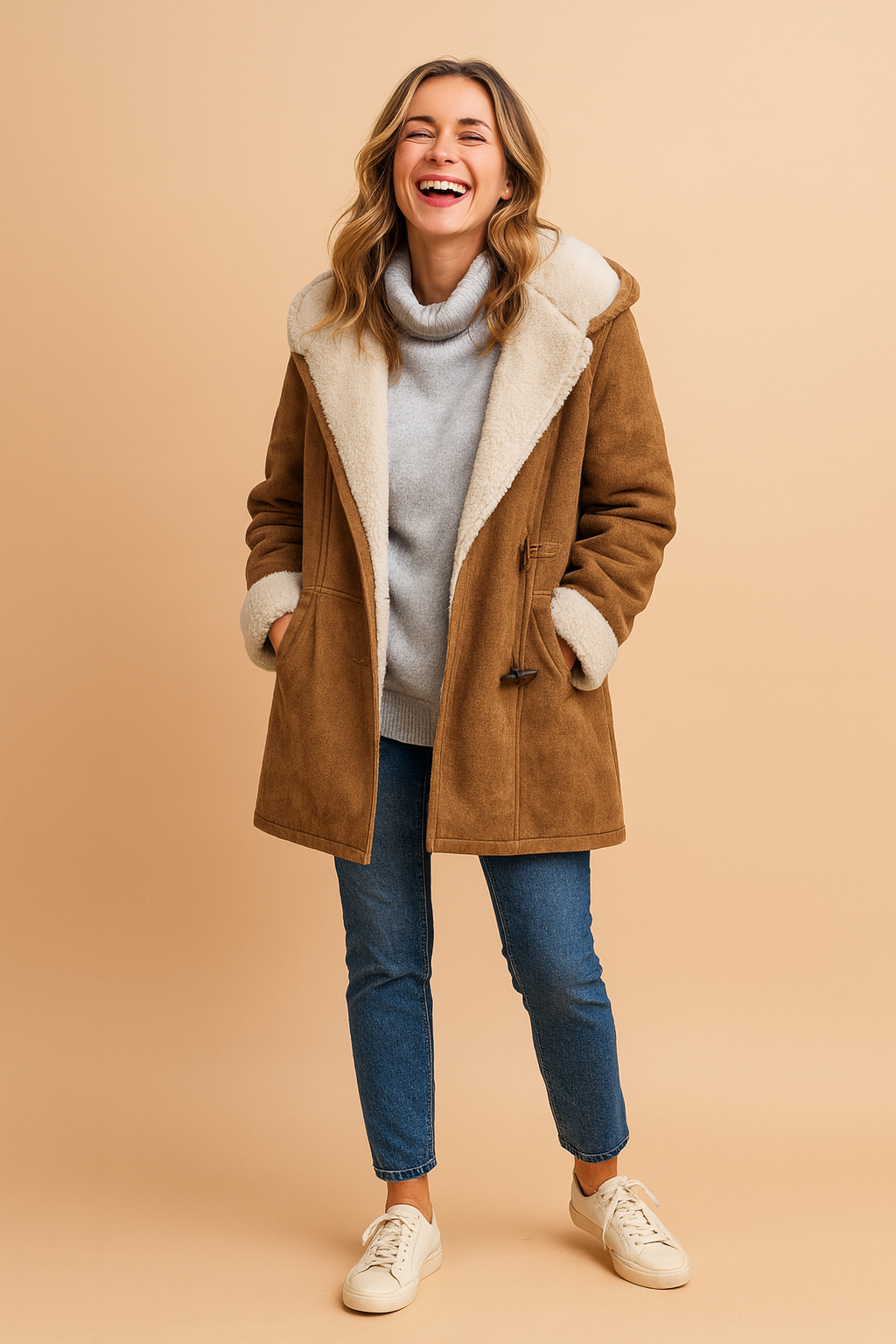 Ladies' casual winter hooded jacket, essential women's outerwear for cold weather fashion & cozy warmth.