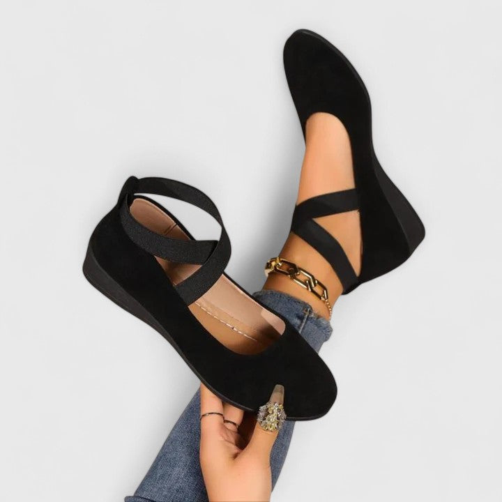 Women's cross-strap ballet flats. Elegant, comfortable, and secure for everyday fashion & versatile wear.