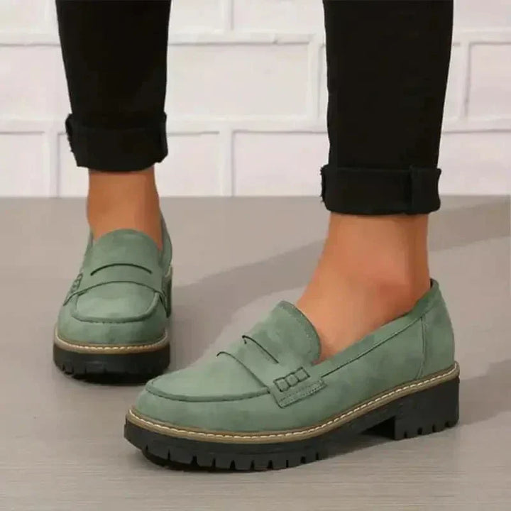 CushySteps women's chunky loafers, designed for ultimate all-day comfort. Stylish slip-on platform shoes.