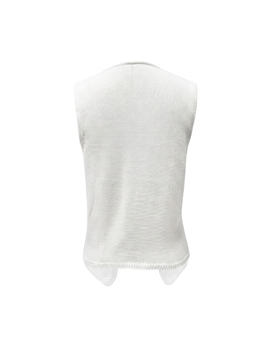 Elegant women's deep V-neck knit vest. Sleeveless, chic design for modern fashion and versatile layering.