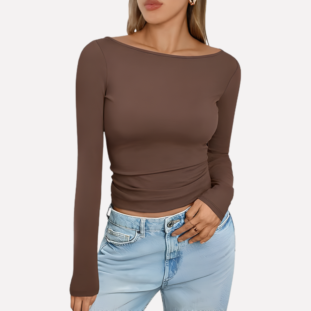 Everyday chic women's long sleeve boat neck top. A classic, versatile piece for comfort & style.
