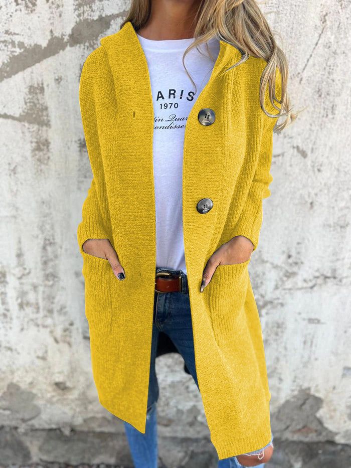 Versatile women's long button cardigan. Effortless, cozy, and chic outerwear, perfect for everyday layering and style.