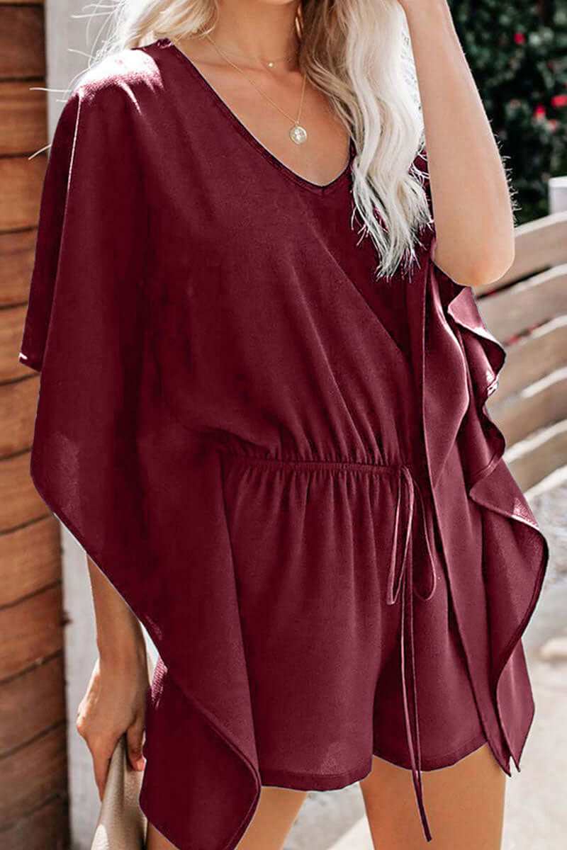 Stylish women's V-neck jumpsuit with a loose, comfortable fit for summer fashion.