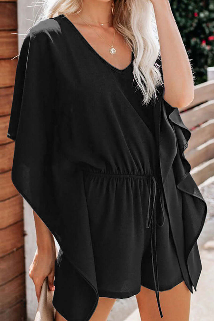 Effortless women's casual V-neck loose jumpsuit, a must-have for summer comfort and style.