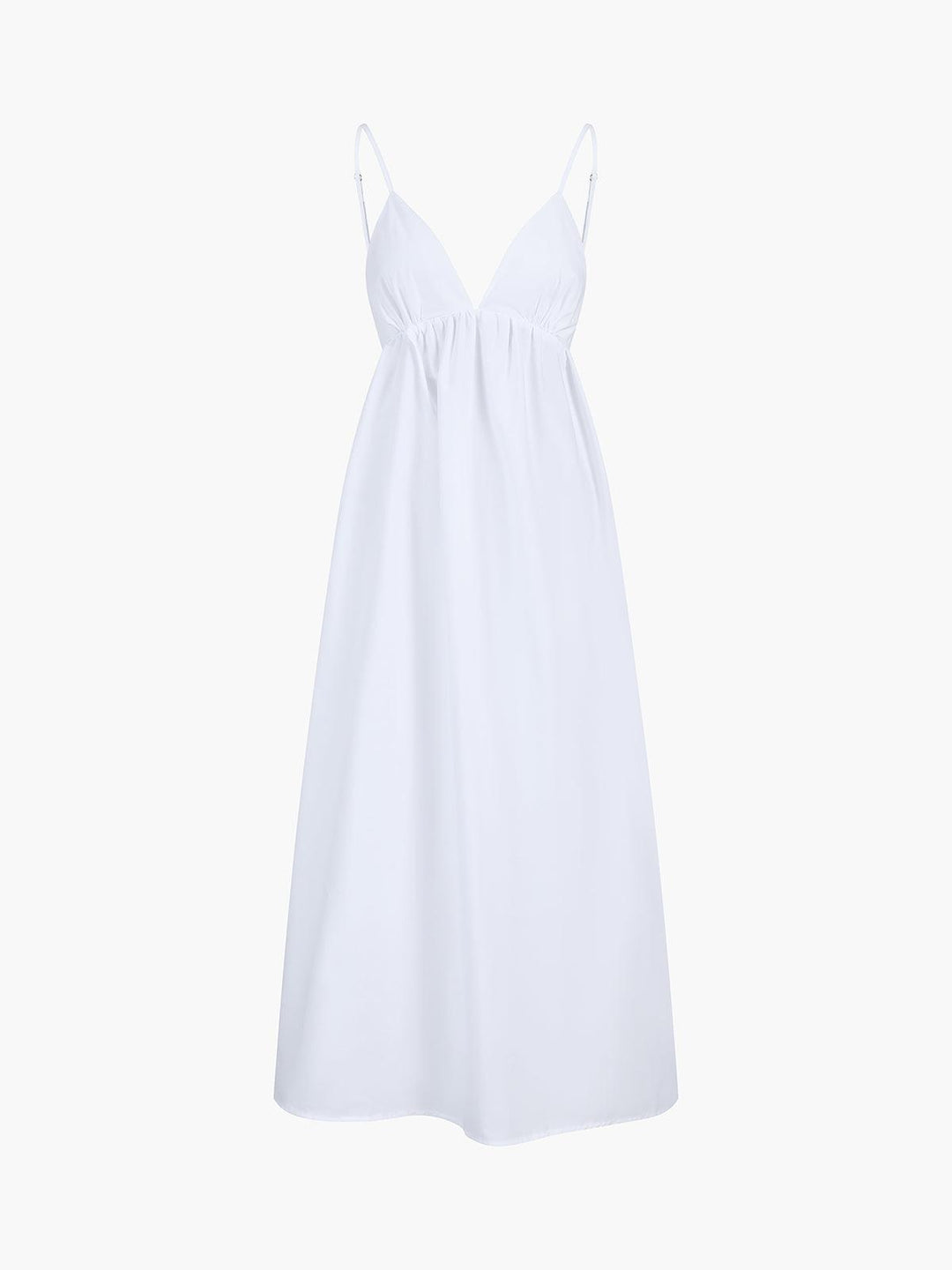 Elegant white linen midi dress for women. Comfortable and breathable summer dress, perfect for warm-weather fashion.