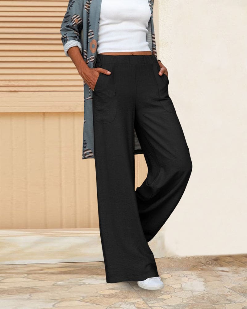 Lightweight wide leg trousers for women, perfect for breezy spring & summer fashion, offering effortless comfort.