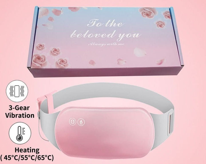 Rechargeable heating belt for women, delivering targeted heat therapy and massage for menstrual comfort.