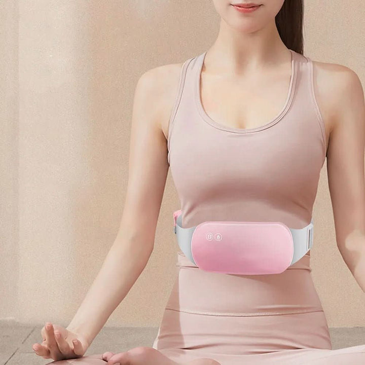 Heat therapy heating belt, rechargeable and portable, providing gentle relief for menstrual discomfort.