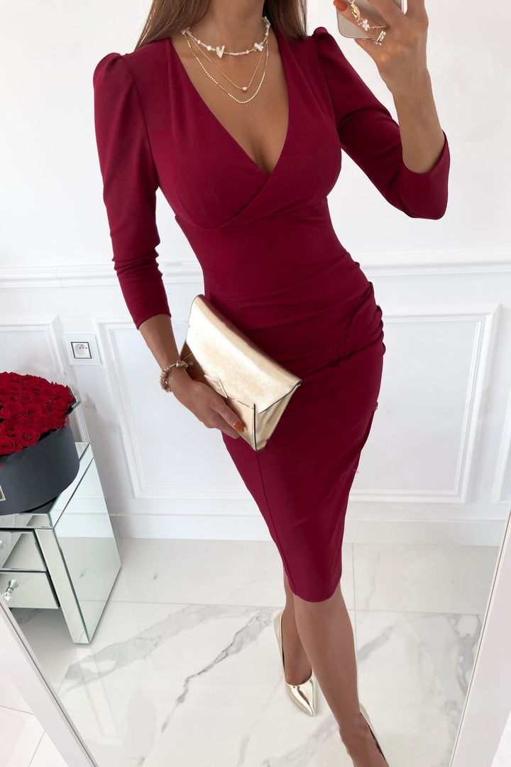 Versatile women's sleeveless bodycon V-neck dress, perfect for evening, cocktail, or summer night outs.
