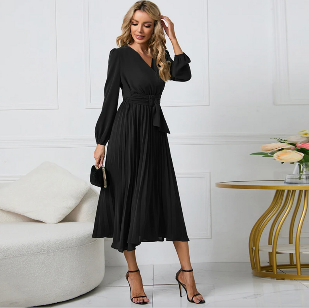 Tailored women's blazer dress, sophisticated knee-length design, perfect for a chic and professional look.