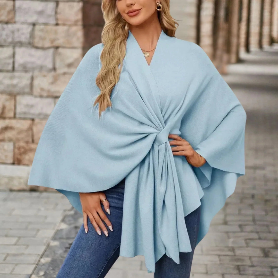 Cozy women's poncho, comfortable stylish draped wrap, perfect fall winter outerwear.