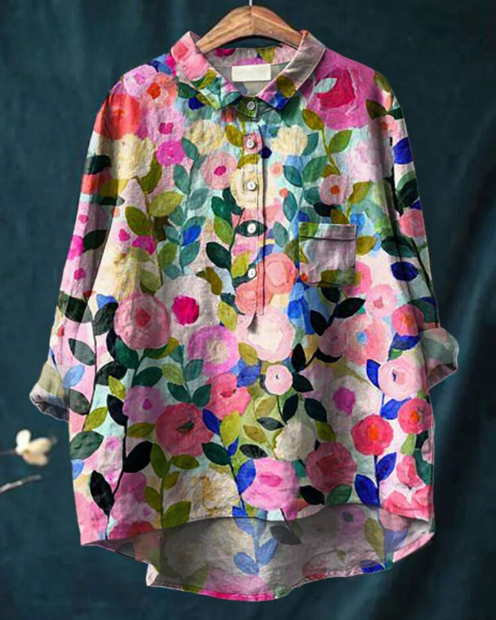 Women's elegant floral blouse, a versatile printed top for chic everyday & summer style.