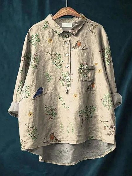 Feminine women's floral blouse, an elegant versatile top for summer and everyday fashion.