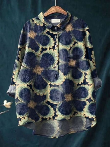 Feminine floral printed blouse for women, a relaxed fit elegant top for casual fashion.