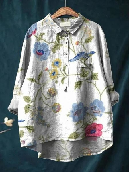 Everyday women's floral blouse, an elegant summer top with a feminine relaxed fit.