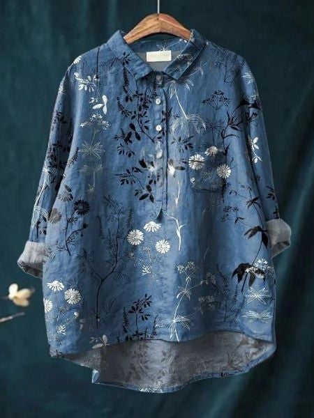 Women's casual floral top, an elegant printed blouse perfect for summer & ladies' wear.